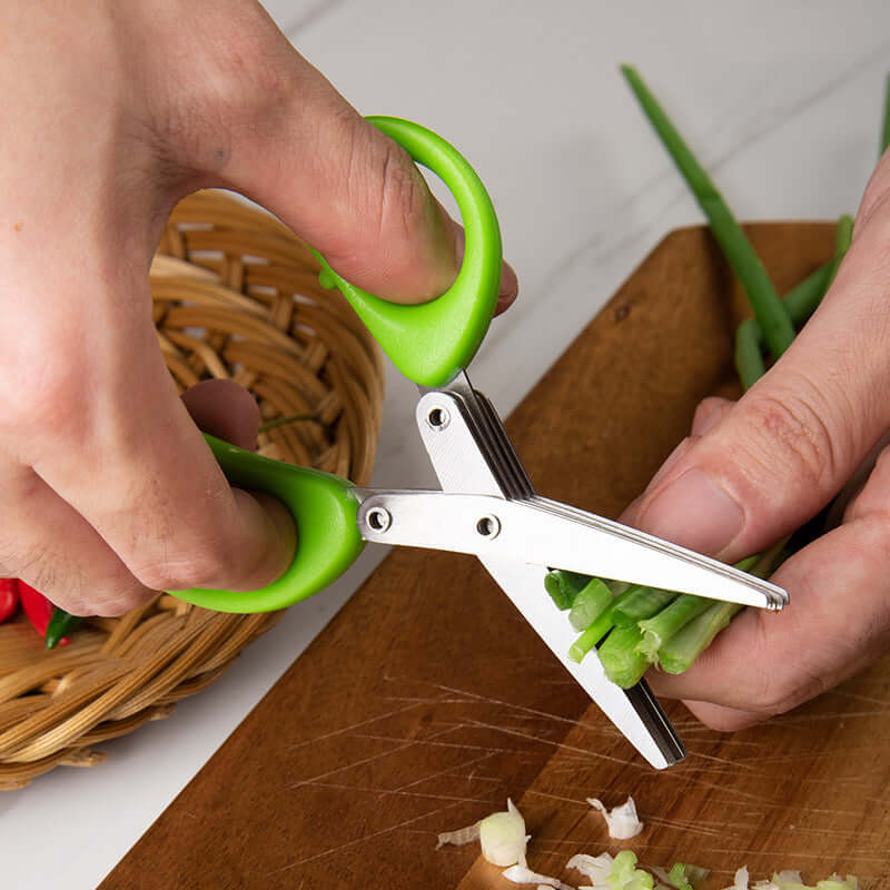 Multifunctional Multi-Layer Green Onion & Herb Scissors – Stainless Steel Kitchen Gadget - Best Home Bargains