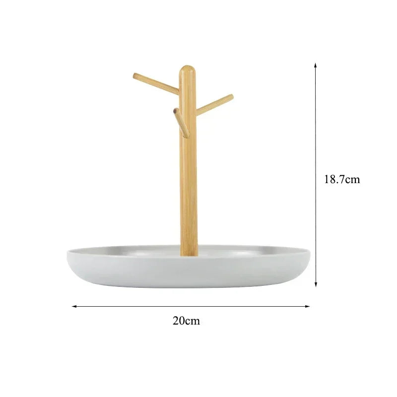 Nordic Bamboo Tree Branch Storage Tray – Desktop Organizer & Jewelry Holder - Best Home Bargains