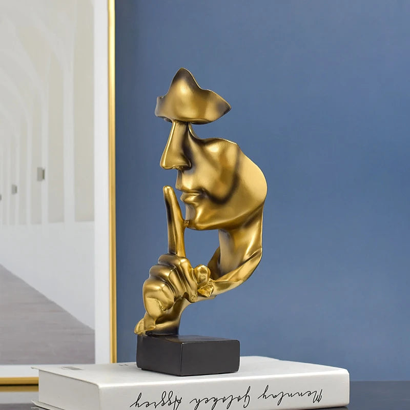 Thinker Statue – “Silence Is Gold” Resin Figurine | Abstract Home & Office Decor - Best Home Bargains