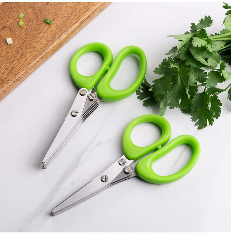 Multifunctional Multi-Layer Green Onion & Herb Scissors – Stainless Steel Kitchen Gadget - Best Home Bargains