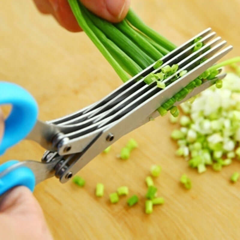 Multifunctional Multi-Layer Green Onion & Herb Scissors – Stainless Steel Kitchen Gadget - Best Home Bargains