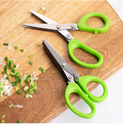 Multifunctional Multi-Layer Green Onion & Herb Scissors – Stainless Steel Kitchen Gadget - Best Home Bargains