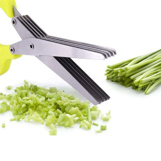 Multifunctional Multi-Layer Green Onion & Herb Scissors – Stainless Steel Kitchen Gadget - Best Home Bargains