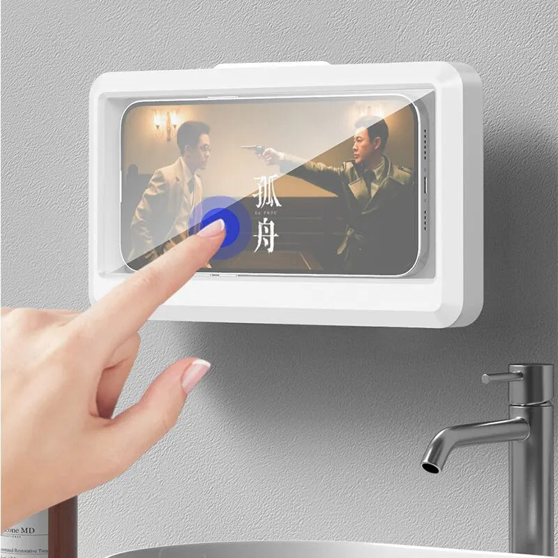 Bathroom Phone Holder – Self-Adhesive Wall Mount with Touchscreen Access & Storage - Best Home Bargains
