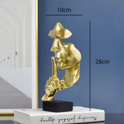 Thinker Statue – “Silence Is Gold” Resin Figurine | Abstract Home & Office Decor - Best Home Bargains