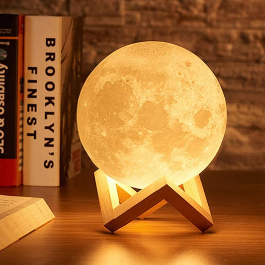 Mini 3D Moon Night Light – LED Book Lamp with 7 Colors & Warm/White Modes - Best Home Bargains