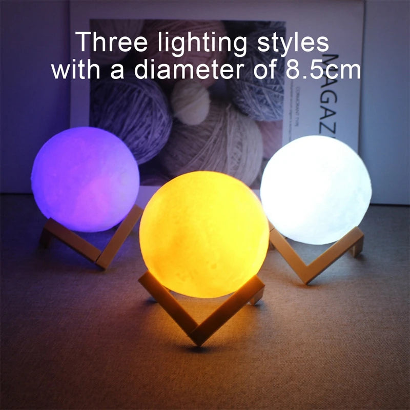 Mini 3D Moon Night Light – LED Book Lamp with 7 Colors & Warm/White Modes - Best Home Bargains