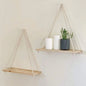 Rustic Wooden Hanging Swing Shelf – Wall-Mounted Floating Shelf with Hemp Rope - Best Home Bargains