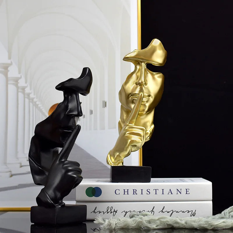 Thinker Statue – “Silence Is Gold” Resin Figurine | Abstract Home & Office Decor - Best Home Bargains