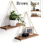 Rustic Wooden Hanging Swing Shelf – Wall-Mounted Floating Shelf with Hemp Rope - Best Home Bargains
