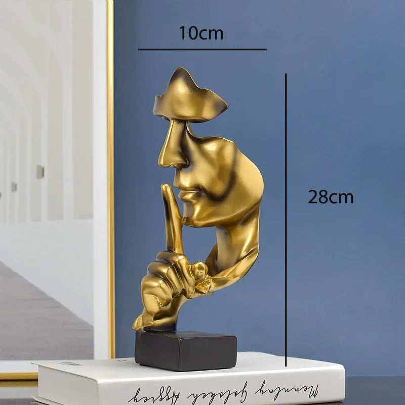 Thinker Statue – “Silence Is Gold” Resin Figurine | Abstract Home & Office Decor - Best Home Bargains