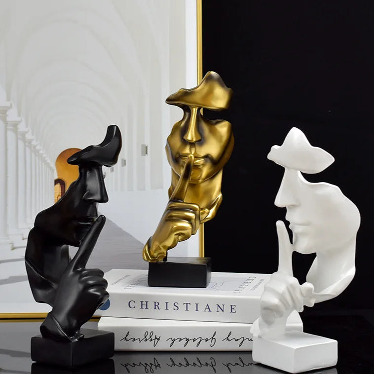 Thinker Statue – “Silence Is Gold” Resin Figurine | Abstract Home & Office Decor - Best Home Bargains