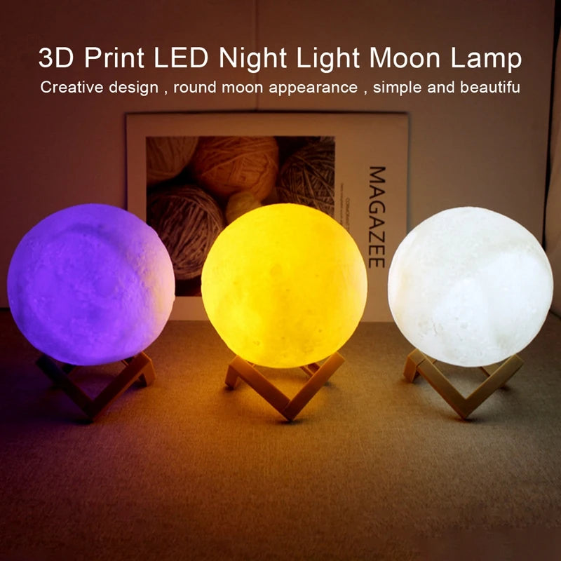 Mini 3D Moon Night Light – LED Book Lamp with 7 Colors & Warm/White Modes - Best Home Bargains