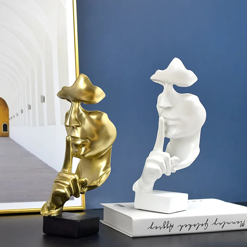 Thinker Statue – “Silence Is Gold” Resin Figurine | Abstract Home & Office Decor - Best Home Bargains