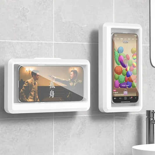 Bathroom Phone Holder – Self-Adhesive Wall Mount with Touchscreen Access & Storage - Best Home Bargains