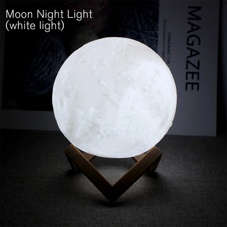 Mini 3D Moon Night Light – LED Book Lamp with 7 Colors & Warm/White Modes - Best Home Bargains