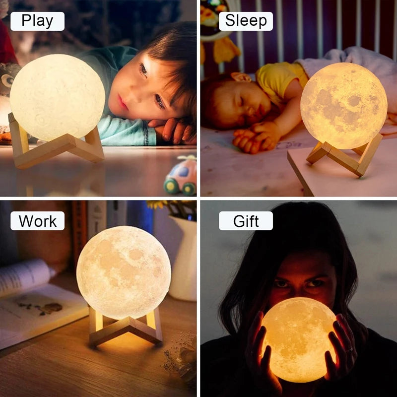 Mini 3D Moon Night Light – LED Book Lamp with 7 Colors & Warm/White Modes - Best Home Bargains