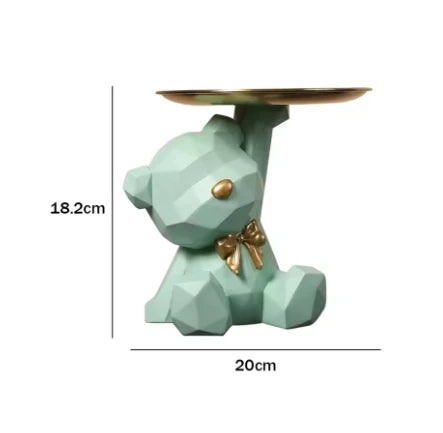 Cute Kawaii Resin Bear Storage Tray with Butterfly – Desktop Organizer for Candy & Keys - Best Home Bargains