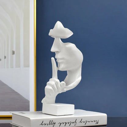 Thinker Statue – “Silence Is Gold” Resin Figurine | Abstract Home & Office Decor - Best Home Bargains