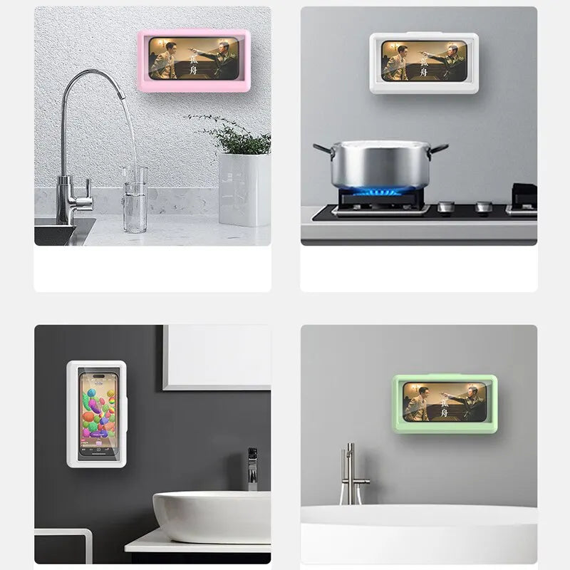 Bathroom Phone Holder – Self-Adhesive Wall Mount with Touchscreen Access & Storage - Best Home Bargains