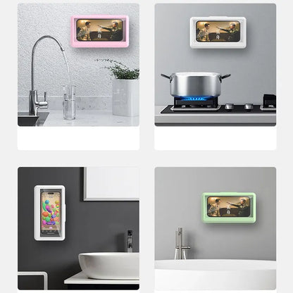 Bathroom Phone Holder – Self-Adhesive Wall Mount with Touchscreen Access & Storage - Best Home Bargains