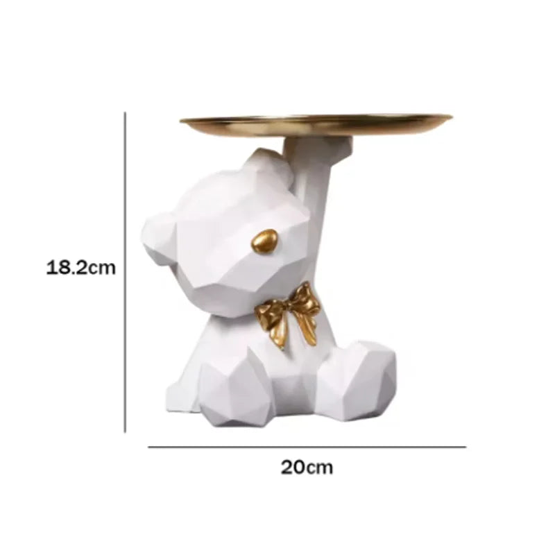 Cute Kawaii Resin Bear Storage Tray with Butterfly – Desktop Organizer for Candy & Keys - Best Home Bargains