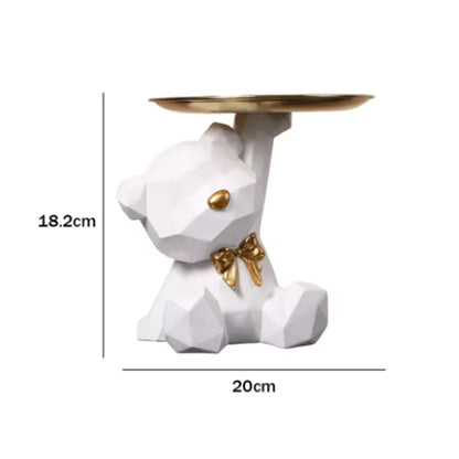Cute Kawaii Resin Bear Storage Tray with Butterfly – Desktop Organizer for Candy & Keys - Best Home Bargains