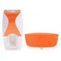Automatic toothpaste dispenser with orange accents, wall-mounted design for easy bathroom organization.